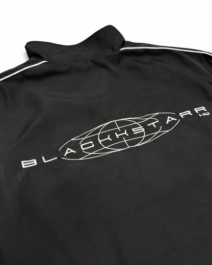 Black jacket with Blackstarr logo on a white background