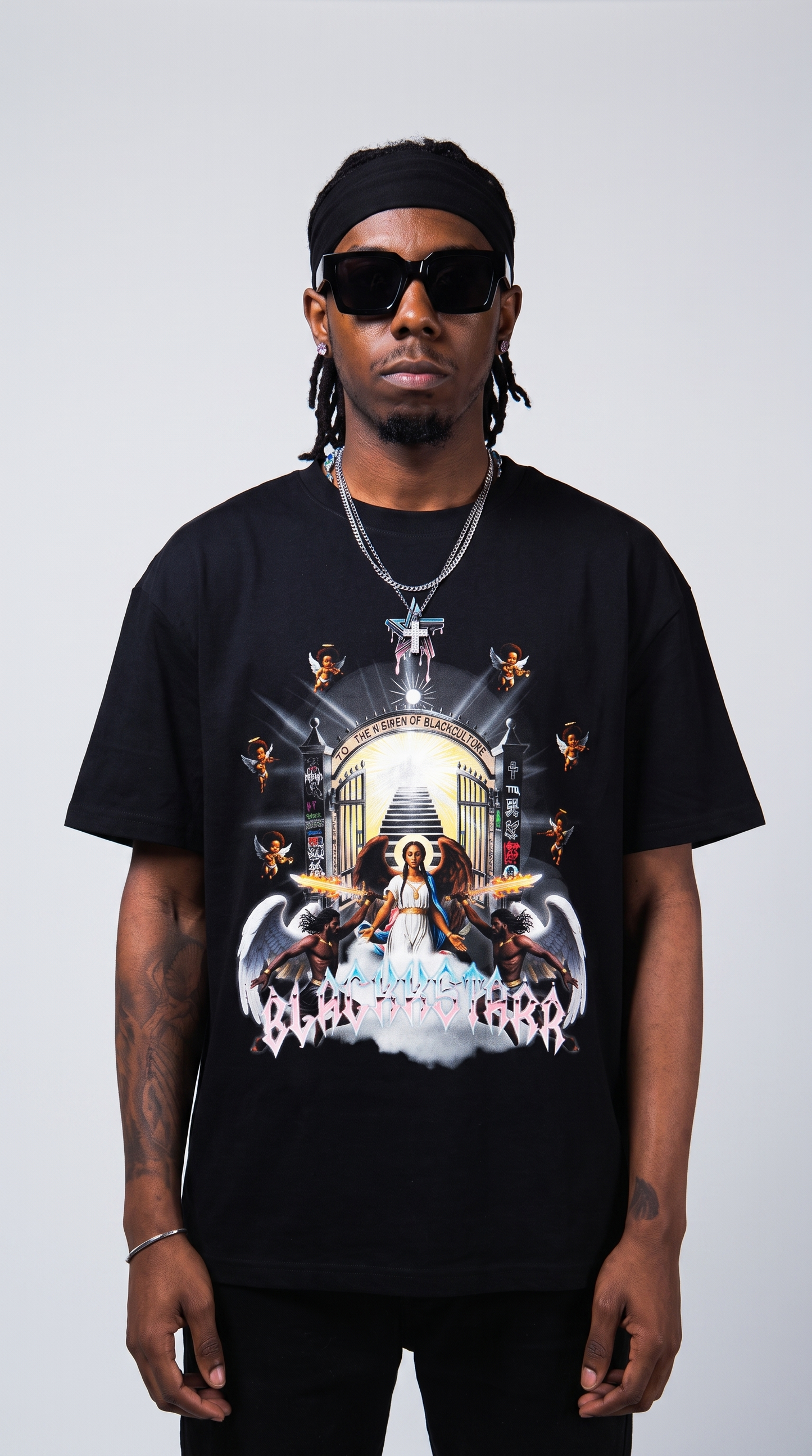 Divine by Design tee — front hero, model editorial studio
