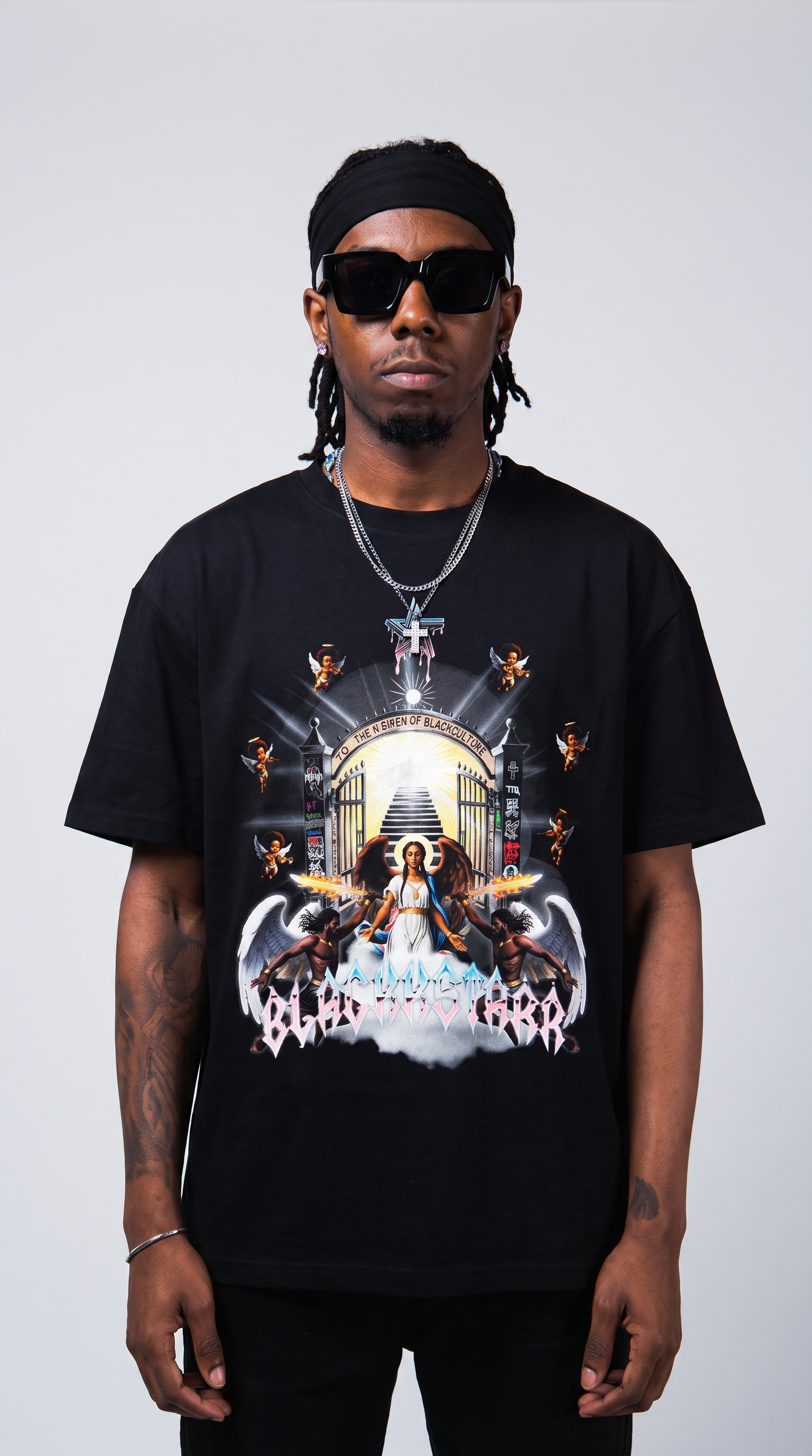 Divine by Design tee — front hero, model editorial studio