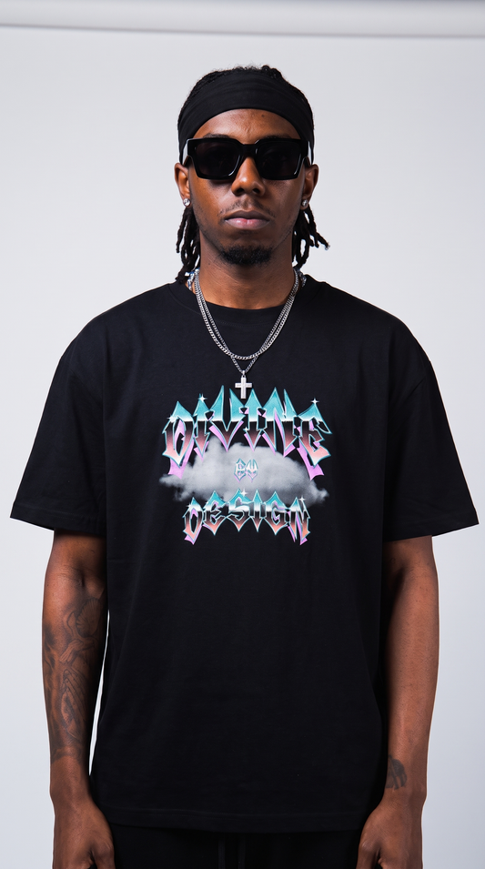 Divine by Design Type tee — front hero, model editorial studio