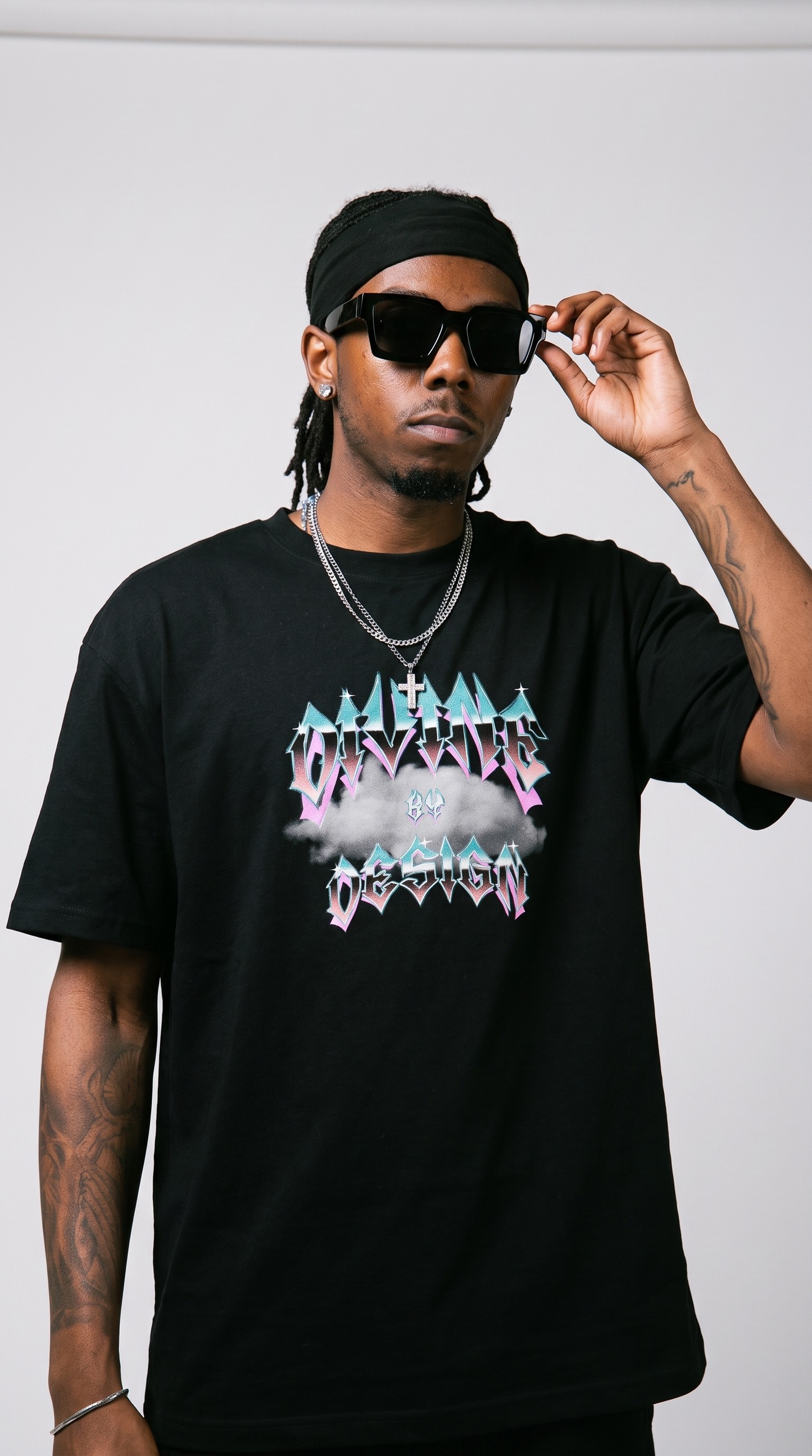 Divine by Design Type tee — close editorial, graphic dominant