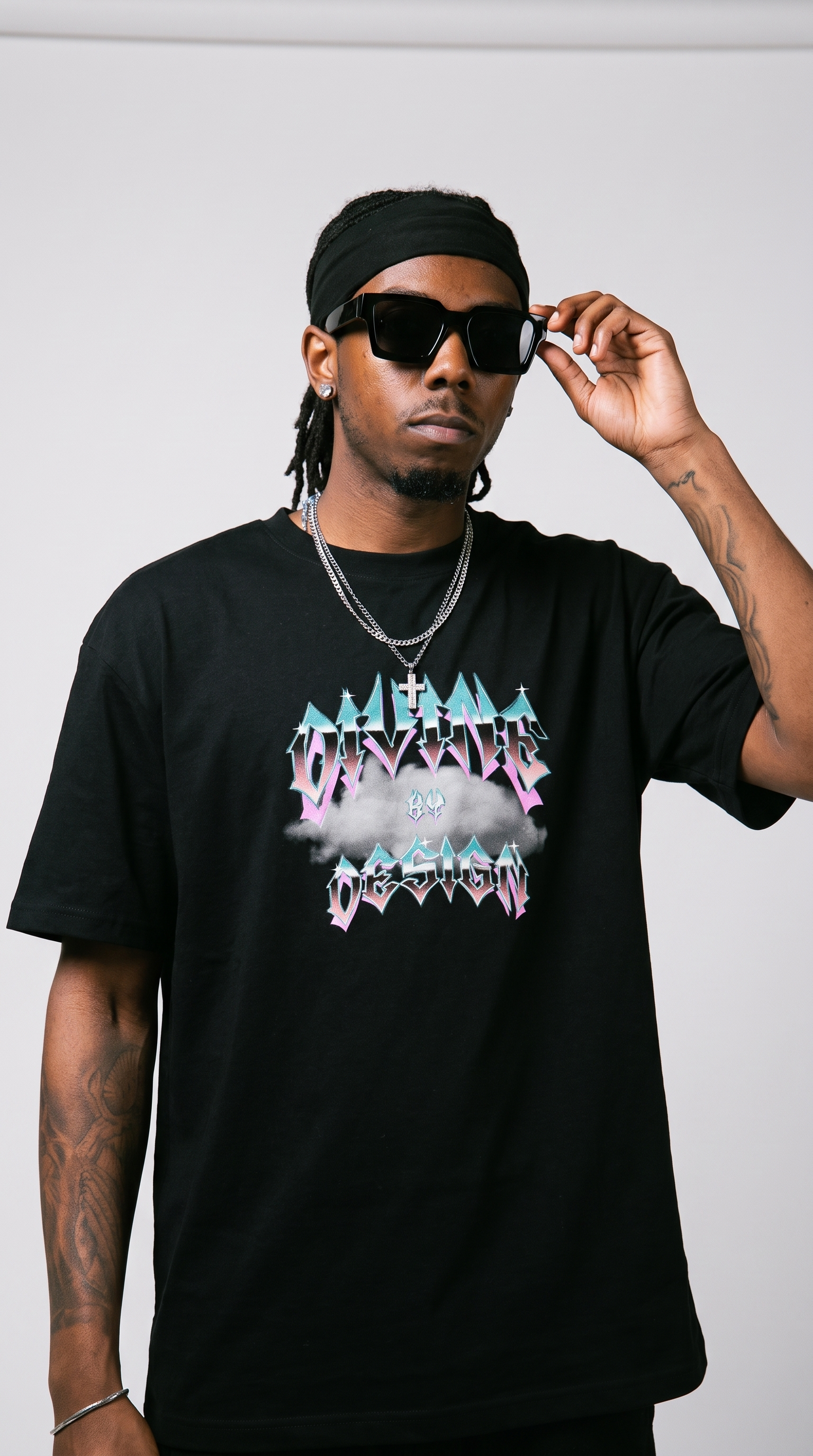 Divine by Design Type tee — close editorial, graphic dominant